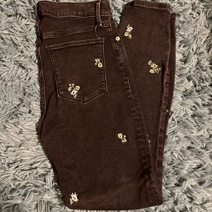 Abercrombie & Fitch Flower Embroidered Jeans